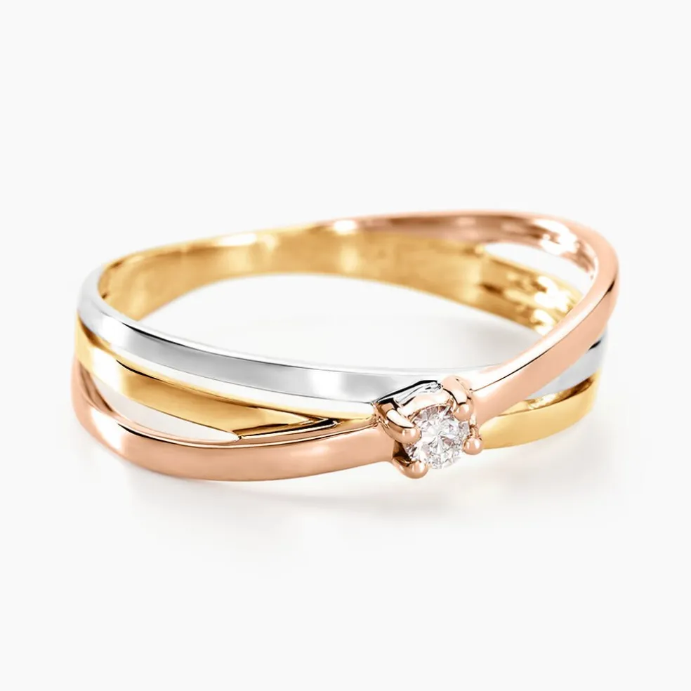 Bague Solitaire Gisla Or Tricolore Diamant