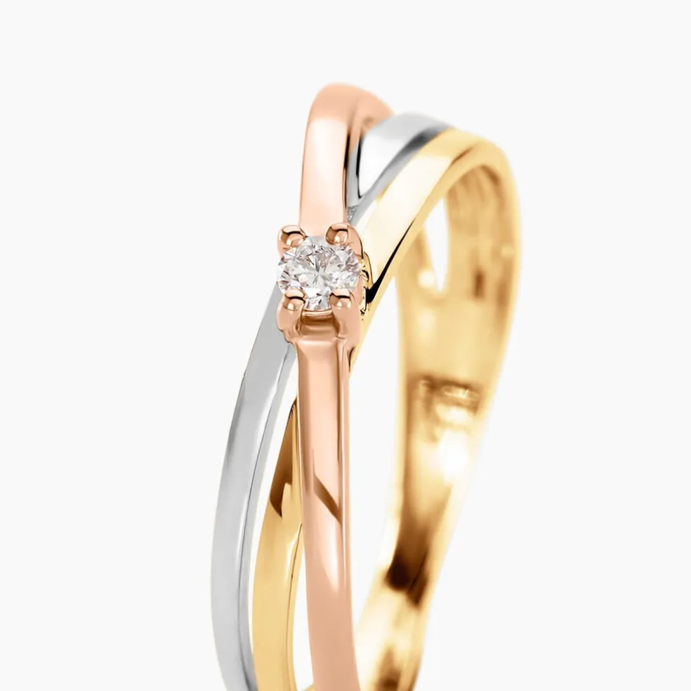 Bague Solitaire Gisla Or Tricolore Diamant