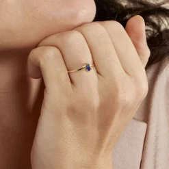 Bague Solitaire Goutte Or Jaune Saphir