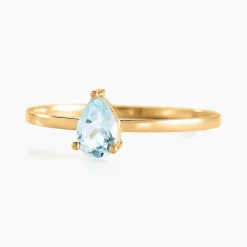 Bague Solitaire Goutte Or Jaune Topaze