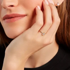 Bague Solitaire Goutte Or Jaune Topaze