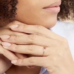Bague Solitaire Goutte Or Jaune Rubis