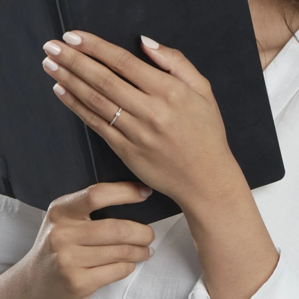 Bague Solitaire Hemera Or Blanc Diamant