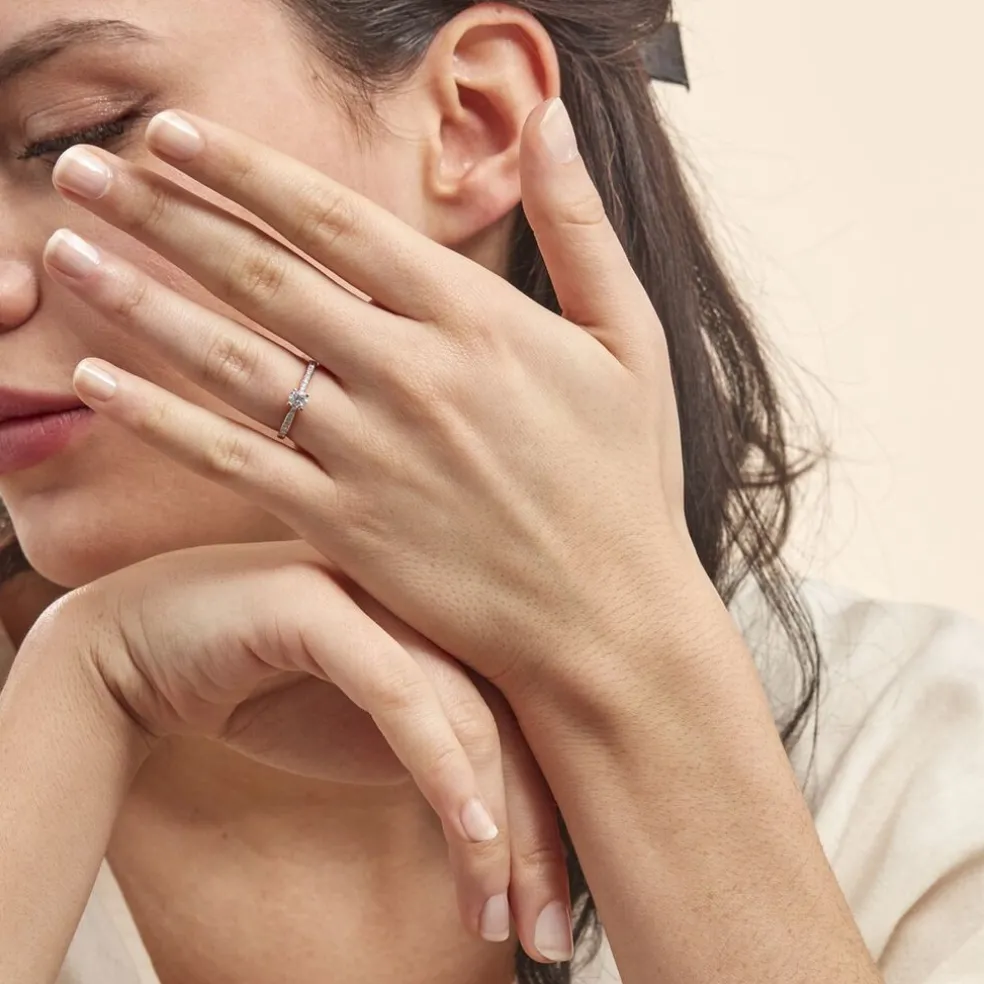 Bague Solitaire Hemera Or Rose Diamant