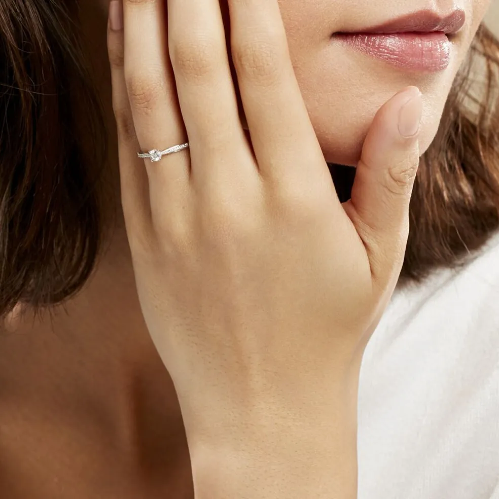 Bague Solitaire Hemera Or Blanc Diamant