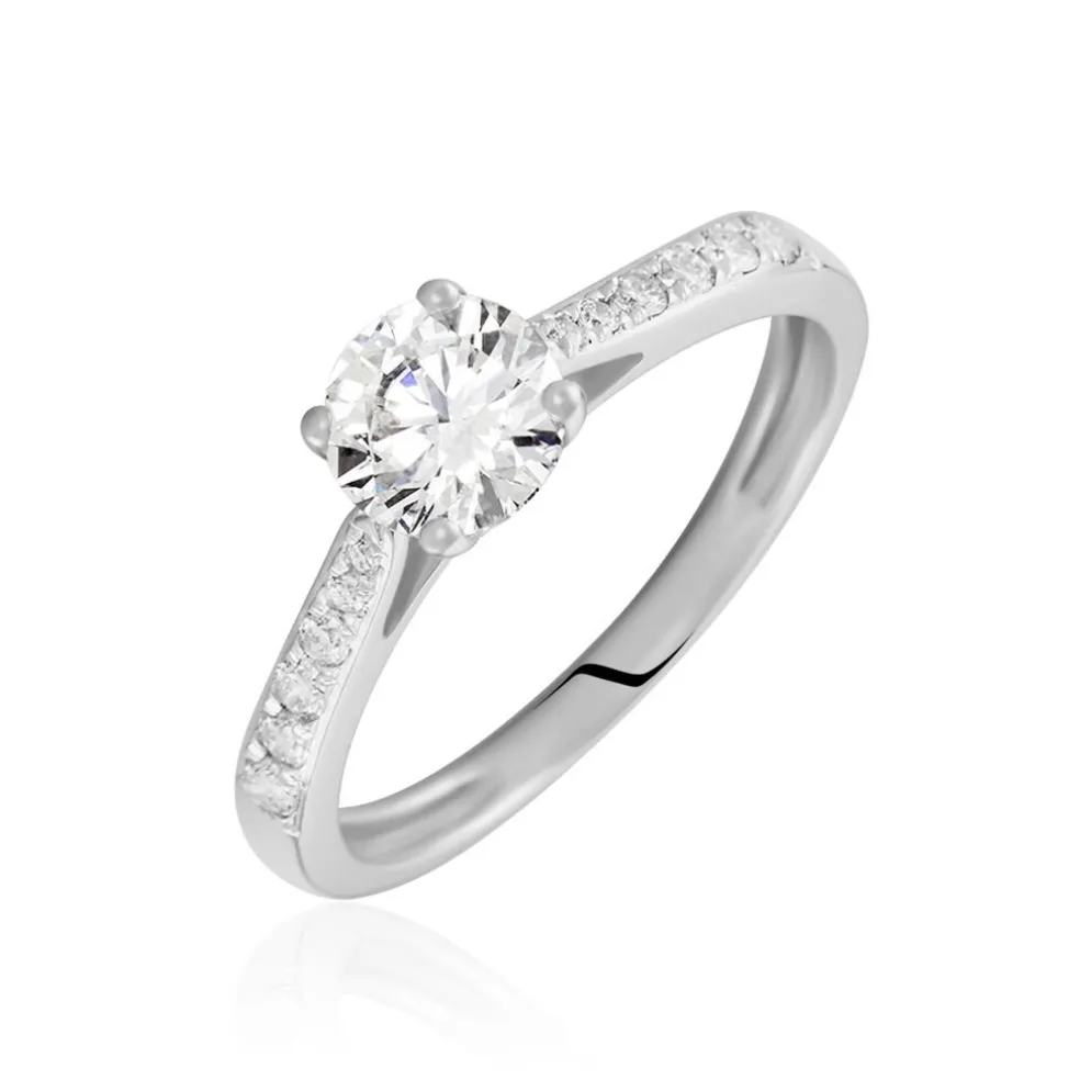 Bague Solitaire Hemera Or Blanc Diamant Synthetique