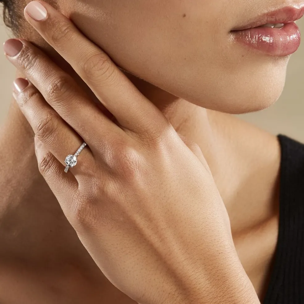 Bague Solitaire Hemera Or Blanc Diamant Synthetique