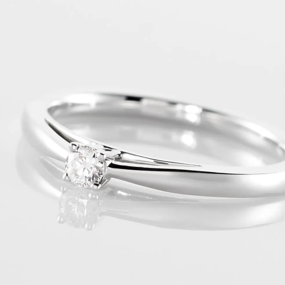 Bague Solitaire Iris Or Blanc Diamant