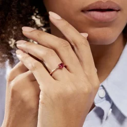 Bague Solitaire Kelvyn Argent Rose Oxyde De Zirconium