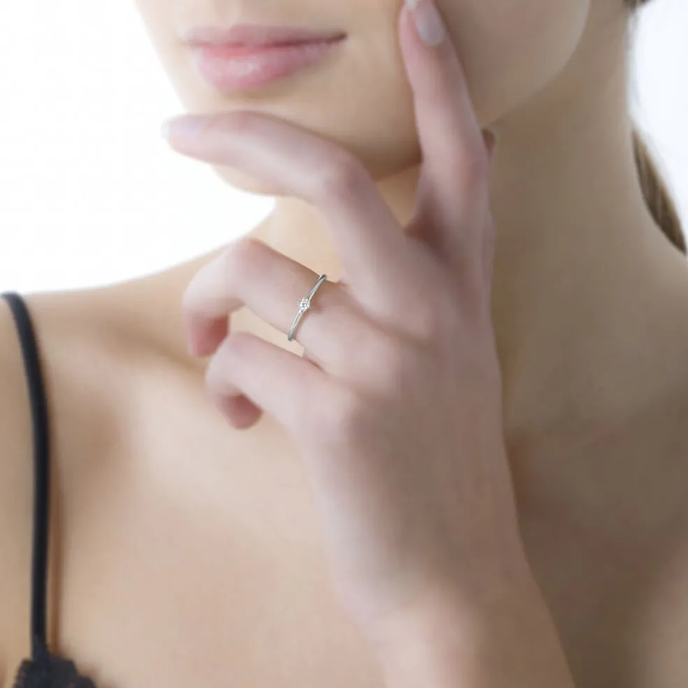 Bague Solitaire Liseline Or Blanc Diamant