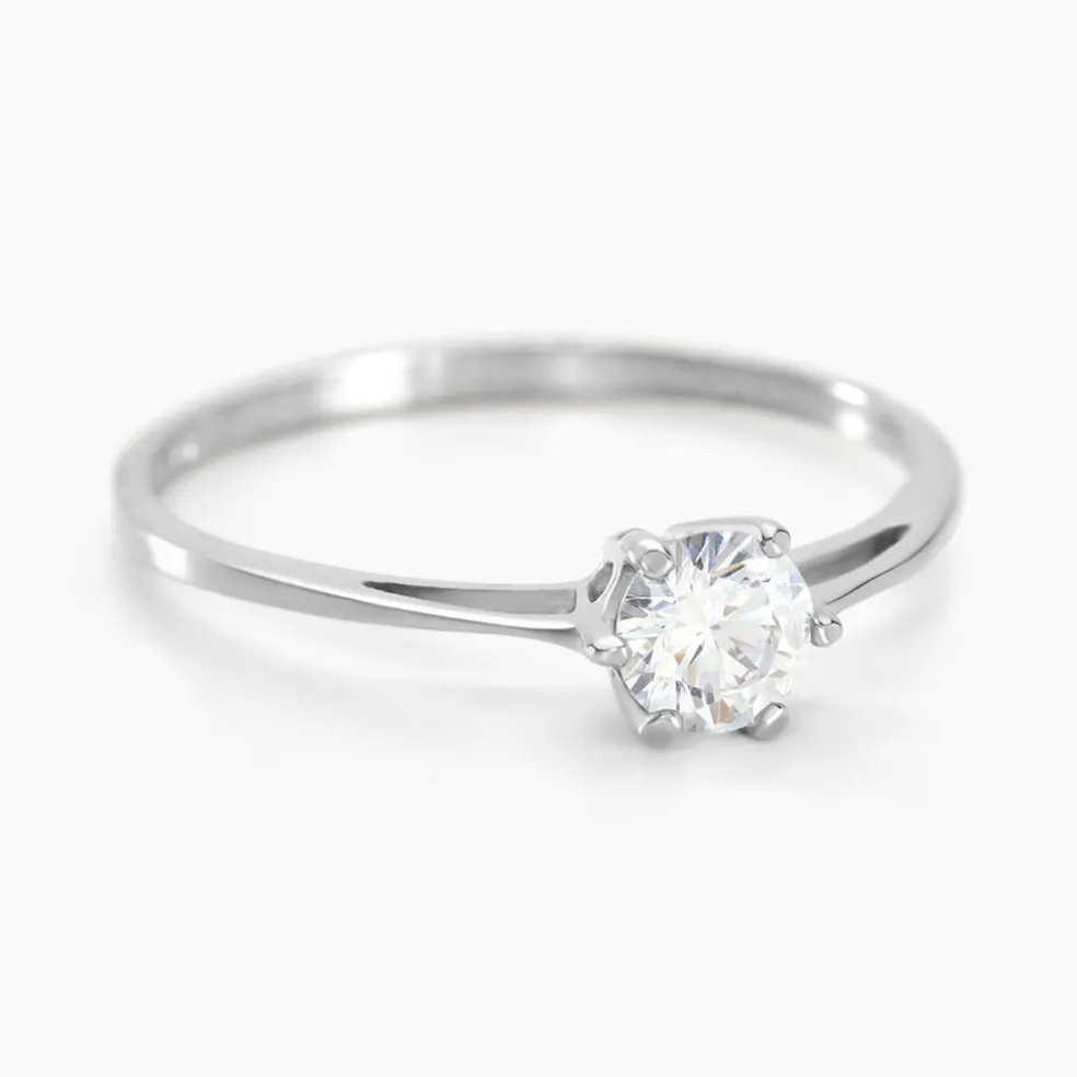Bague Solitaire Lydia Argent Blanc Oxyde De Zirconium