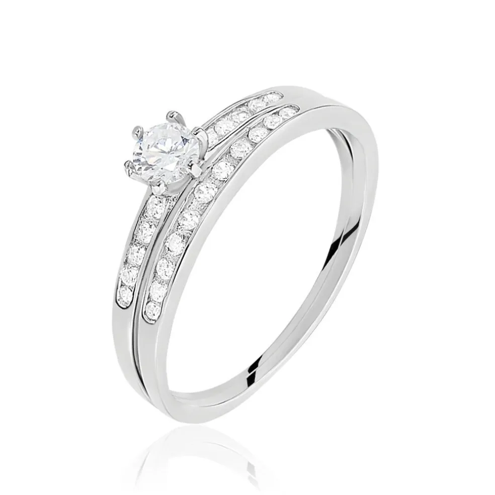 Bague Solitaire Maella Argent Blanc Oxyde De Zirconium