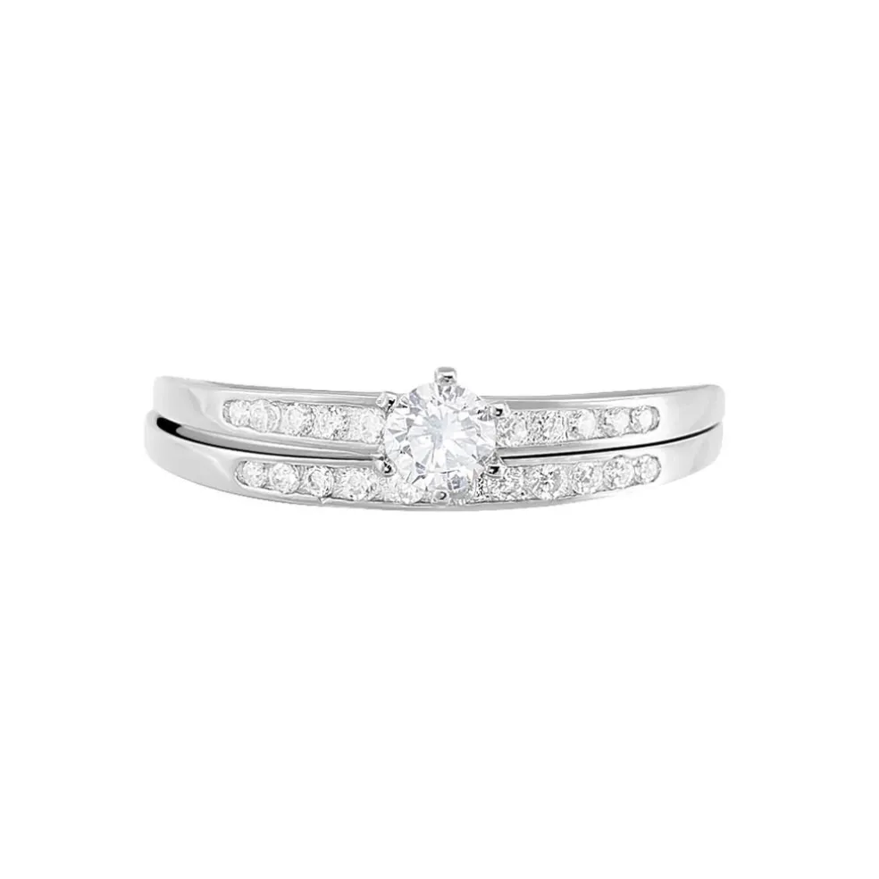 Bague Solitaire Maella Argent Blanc Oxyde De Zirconium