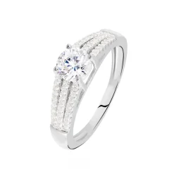 Bague Solitaire Maelline Argent Blanc Oxyde De Zirconium