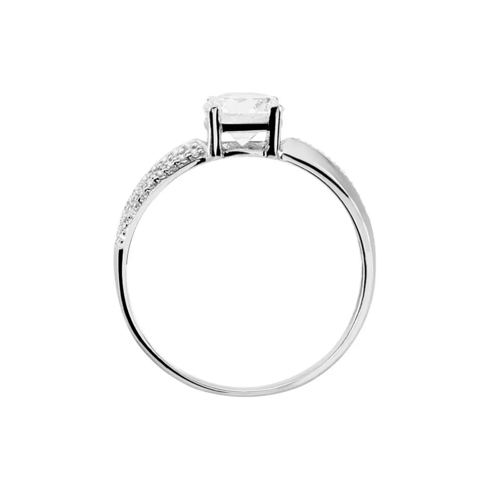 Bague Solitaire Messine Or Blanc Oxyde De Zirconium