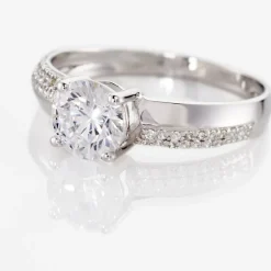 Bague Solitaire Messine Or Blanc Oxyde De Zirconium