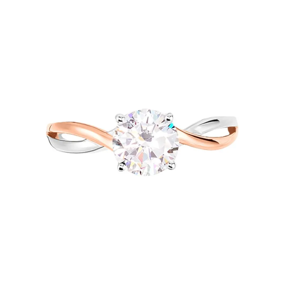 Bague Solitaire Micheline Or Bicolore Oxyde De Zirconium