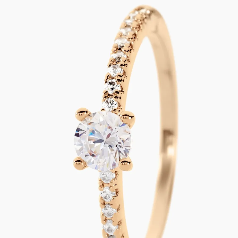 Bague Solitaire Mireilla Plaqué Or Jaune Oxyde De Zirconium