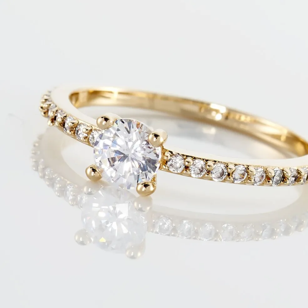 Bague Solitaire Mireilla Plaqué Or Jaune Oxyde De Zirconium