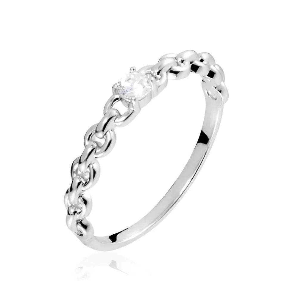 Bague Solitaire Moccus Argent Blanc Oxyde De Zirconium
