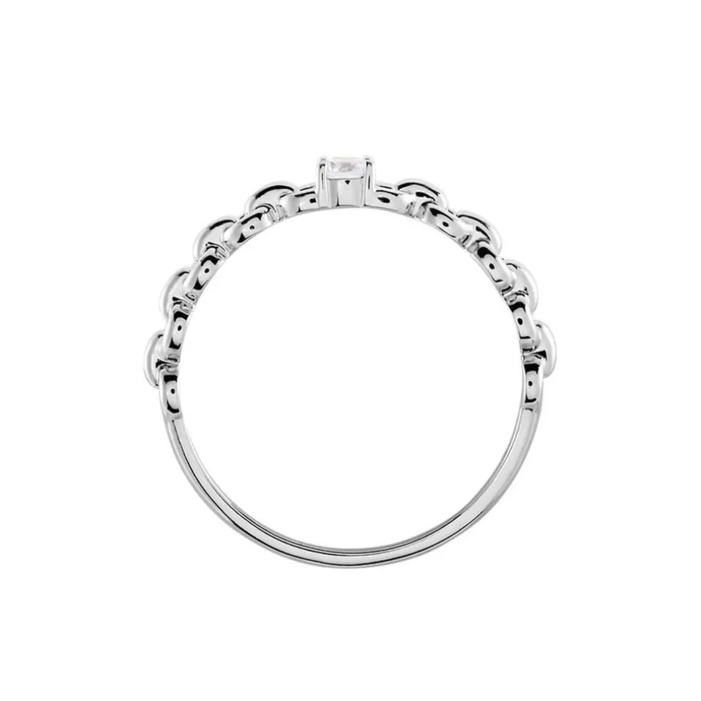 Bague Solitaire Moccus Argent Blanc Oxyde De Zirconium