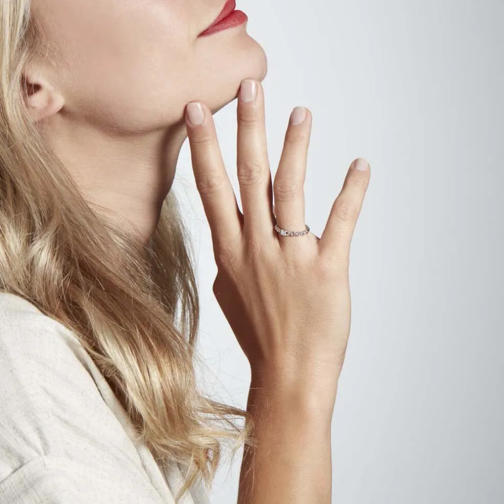 Bague Solitaire Moccus Argent Blanc Oxyde De Zirconium