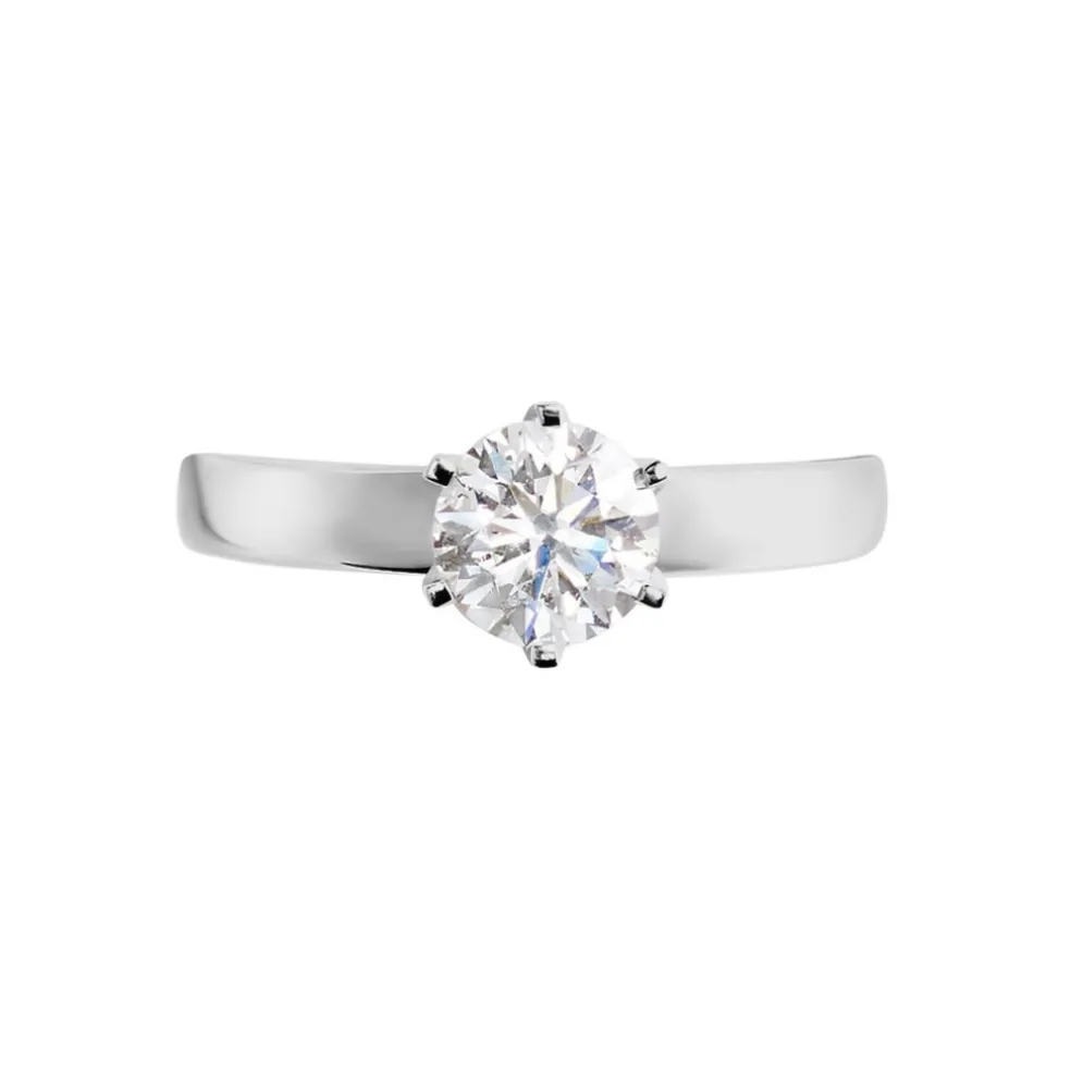 Bague Solitaire Natalia Or Blanc Diamant Synthetique