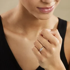 Bague Solitaire Natalia Or Blanc Diamant Synthetique