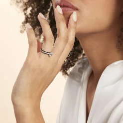 Bague Solitaire Neville Argent Blanc Céramique Et Oxyde De Zirconium