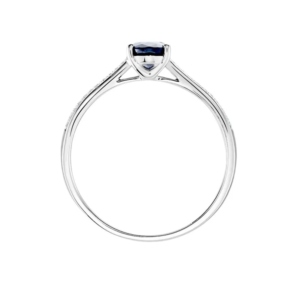 Bague Solitaire Or Blanc Crista Saphir Diamants