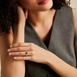 Bague Solitaire Or Blanc Crista Saphir Diamants