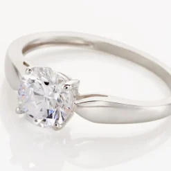 Bague Solitaire Or Blanc Caharus Oxyde De Zirconium