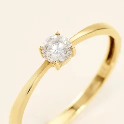 Bague Solitaire Or Jaune Eclat D'etoile Oxyde De Zirconium