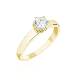 Bague Solitaire Or Jaune Diamant Synthetique