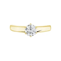 Bague Solitaire Or Jaune Diamant Synthetique