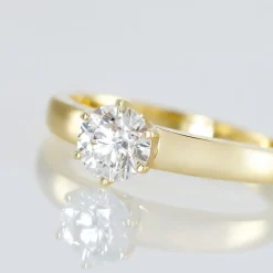 Bague Solitaire Or Jaune Diamant Synthetique