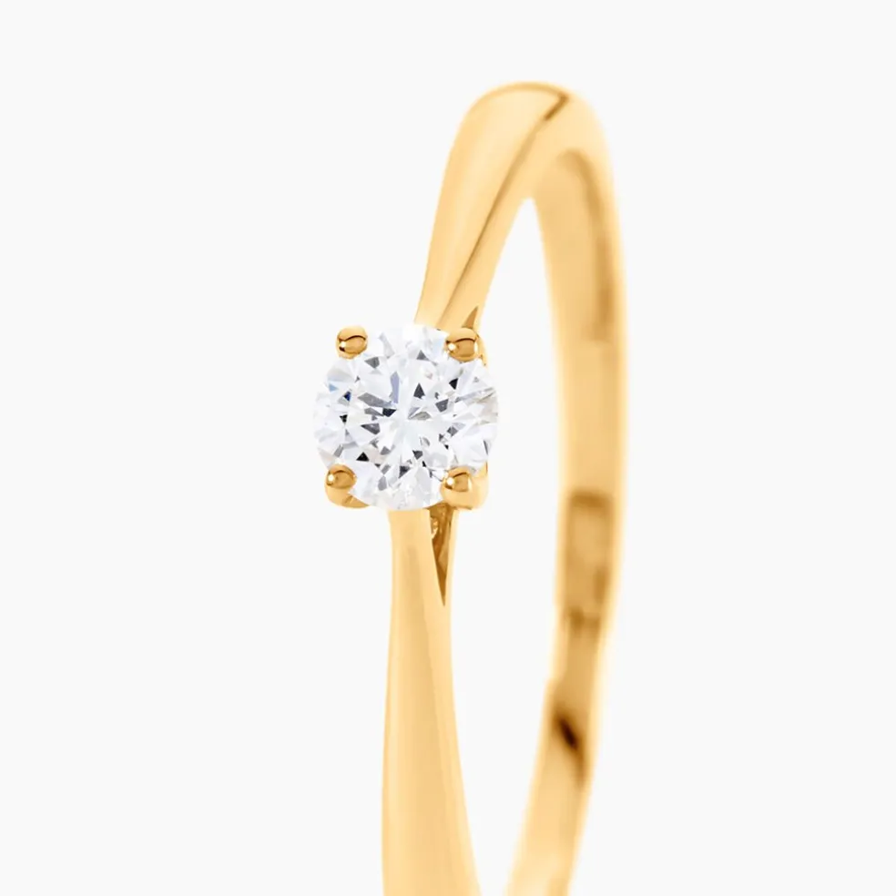 Bague Solitaire Or Jaune Fiona Diamant Synthetique