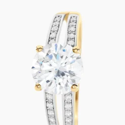 Bague Solitaire Or Jaune Anthyme Oxyde De Zirconium