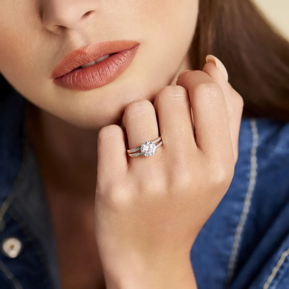 Bague Solitaire Or Jaune Anthyme Oxyde De Zirconium