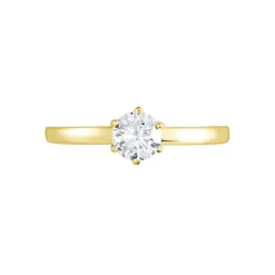 Bague Solitaire Or Jaune Diamant Synthetique