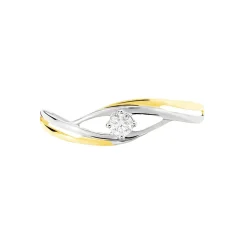 Bague Solitaire Peline Or Bicolore Oxyde De Zirconium