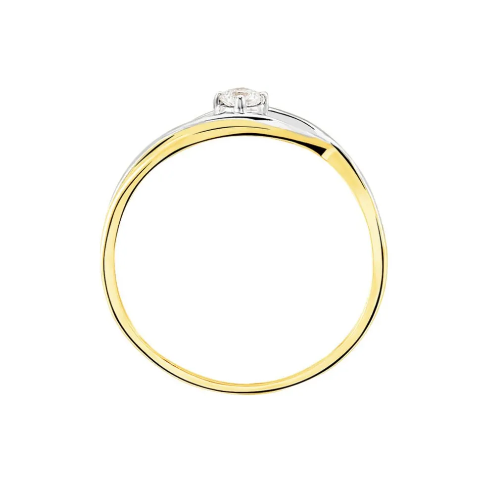 Bague Solitaire Peline Or Bicolore Oxyde De Zirconium