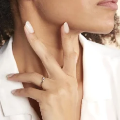 Bague Solitaire Peline Or Bicolore Oxyde De Zirconium