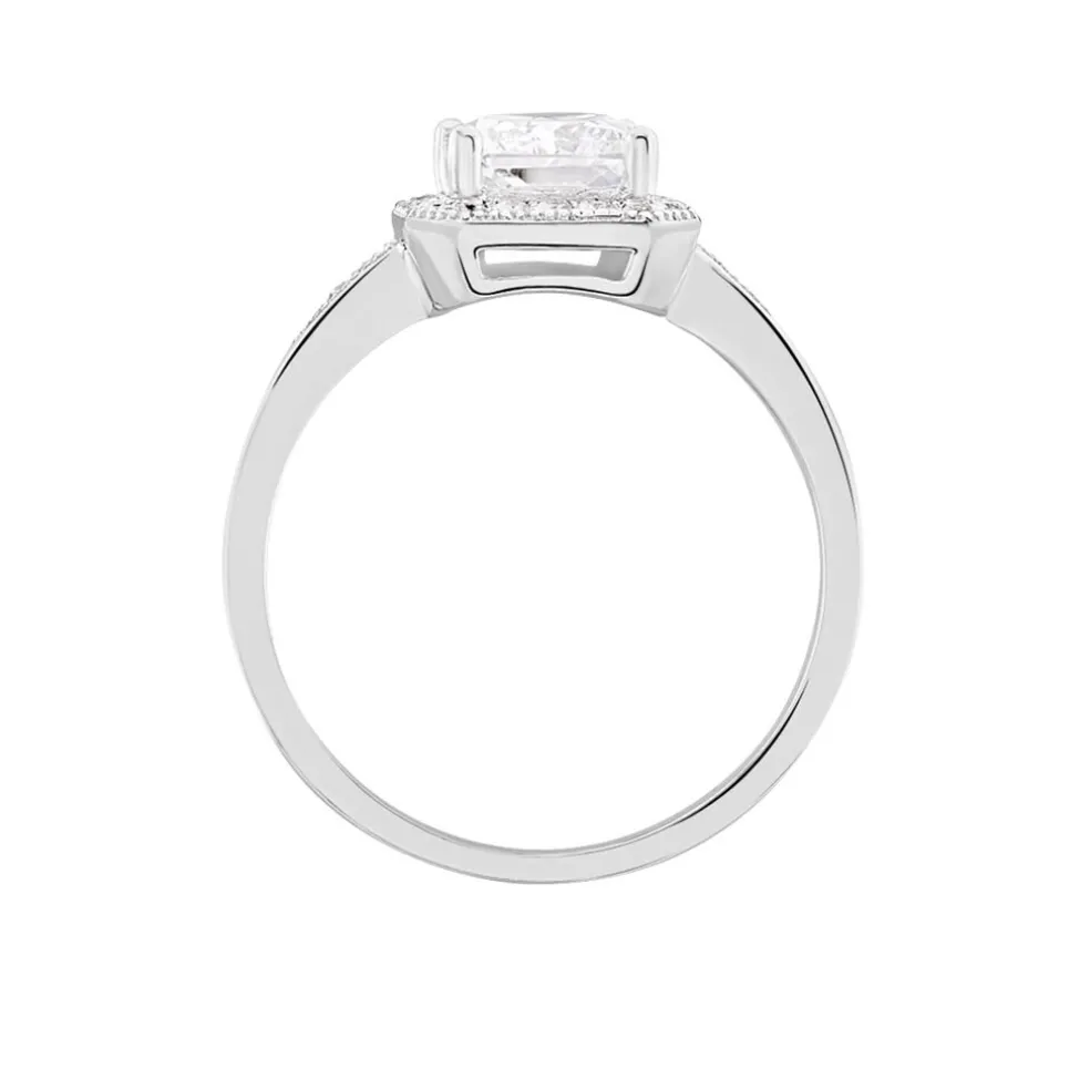 Bague Solitaire Pilar Argent Blanc Oxyde De Zirconium