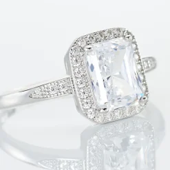 Bague Solitaire Pilar Argent Blanc Oxyde De Zirconium