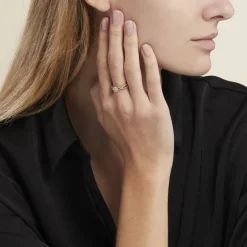 Bague Solitaire Plaqué Or Jaune Arienne Oxydes De Zirconium