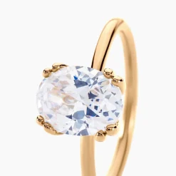 Bague Solitaire Plaqué Or Liber Oxyde De Zirconium