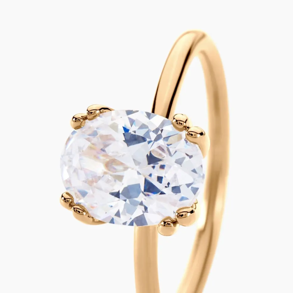 Bague Solitaire Plaqué Or Liber Oxyde De Zirconium