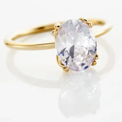 Bague Solitaire Plaqué Or Liber Oxyde De Zirconium