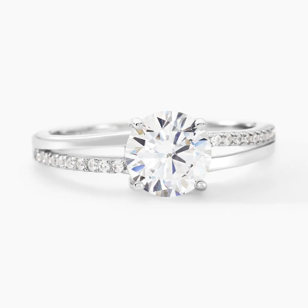 Bague Solitaire Poseidon Argent Blanc Oxyde De Zirconium